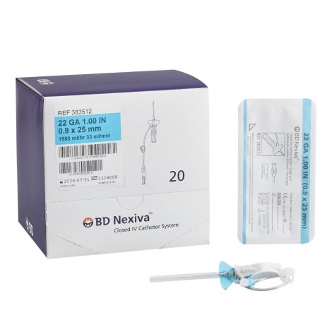 Closed IV Catheter Nexiva™ 22 Gauge 1 Inch Sliding Safety Needle