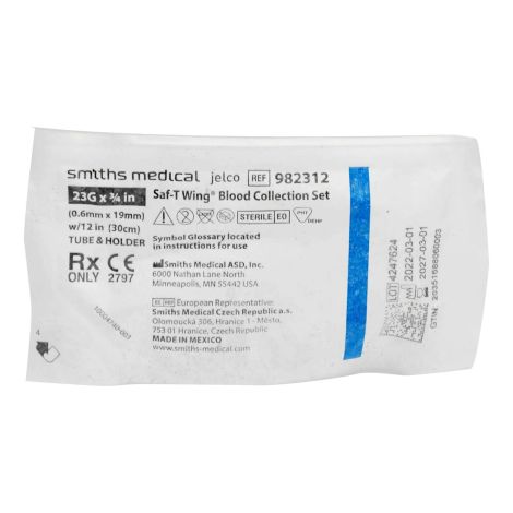 Saf-T Wing® Blood Collection Set with Holder 23 Gauge 3/4 Inch