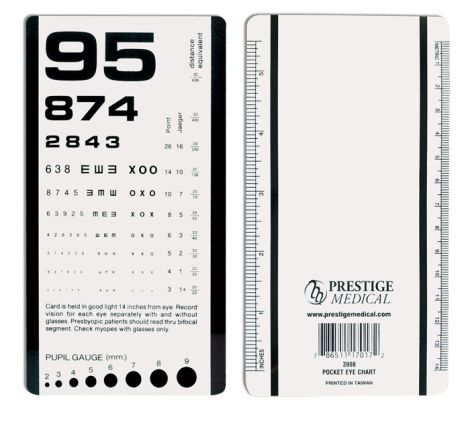Pocket  Eye Chart, 3.5 x 6.6 Inch