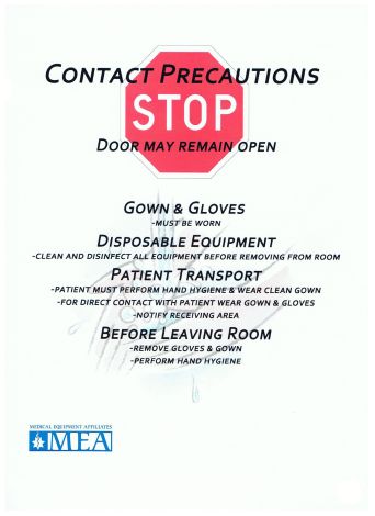 Contact Precaution Sign, 8.5'' x 11" Laminated
