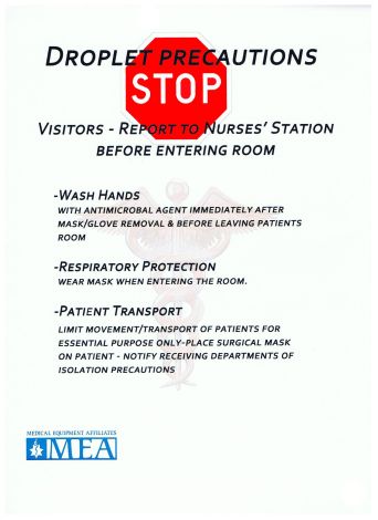 Droplet Percaution Sign, 8.5'' x 11" Laminated