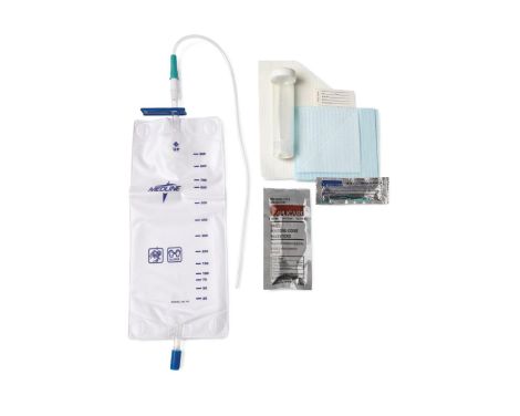 Pre-Connected 14 Fr Straight Catheter Insertion Tray