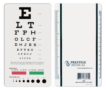 Pocket Snellen Eye Chart , 3 7/8 x 7 5/16 Inch